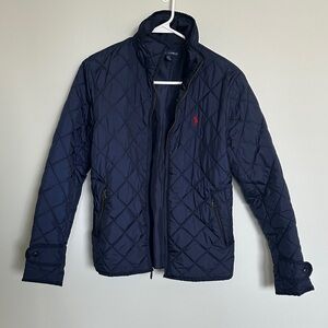 Ralph Lauren Navy Quilted Jacket with Red Polo Logo
